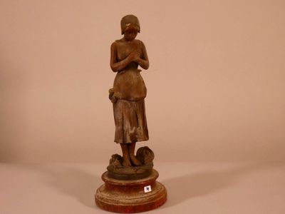 Statuette en régule patiné. Circa 1910/1920. Tête cassée rec… - Photo 1