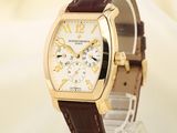 men ' s watch with brown leather strap and white dial