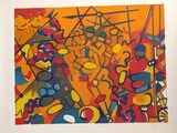 painting of a colorful abstract painting on a white background