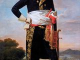 painting of a man in a military uniform standing on a hill