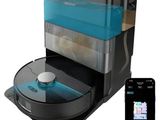 une image d'un aspirateur robotisé avec un téléphone à côté