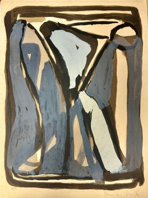 an image of a painting of two people holding hands in a square