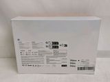 the back of a white box with a black and white label on it
