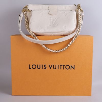 Sac à bandoulière Louis Vuitton en cuir blanc avec bandoulière en chaîne