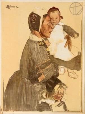 painting of a woman holding a child in her arms