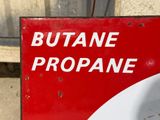 a red and white sign that says butane propane