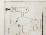 a drawing of a woman with a bird on her shoulder