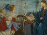 une image représentant un tableau où figurent un ange et une femme tenant un livre