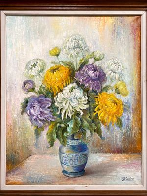 G. REVOIRON (XXème). Bouquet de pivoines.