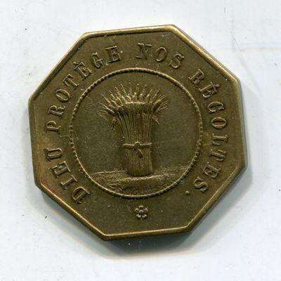 a gold coin with a picture of a plant on it