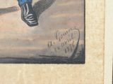 a drawing of a person walking on a sidewalk