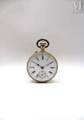 a gold pocket watch with roman numerals on the face
