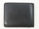 a black leather wallet on a white background