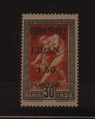 le timbre est rouge et noir et représente un homme