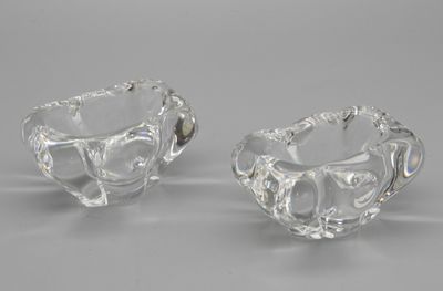 DAUM France, Salière et poivrière en cristal de Daum. Long 7…