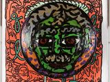 a picture of a painting of a man with a green face