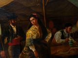 a painting of a man and a woman sitting at a table