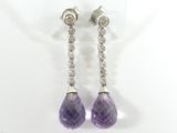 paire de boucles d'oreilles en améthorate et diamants
