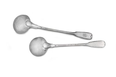 pair of silver spoons on a white background with a white background