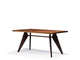 an image of a wooden table with black legs on a white background