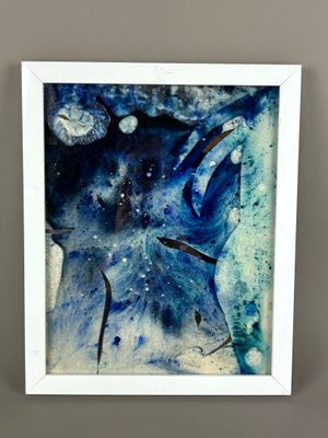 RODRIGUE, Bleu n°19, Technique mixte sous verre. 23 x 28 cm.…