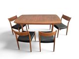 an image of a wooden table with four chairs around it