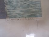 une photo d'une photo représentant un homme sur une planche de surf dans l'eau