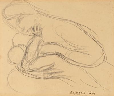 dessin d'une femme tenant un bébé dans ses bras
