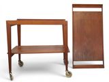 pair of mid century teak trolley tables