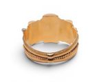 an image of a close up of a gold ring on a white background
