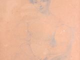 drawing of a woman in a white dress sitting on a chair