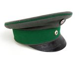 hat is green and black with a button on the side
