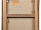 an old picture of a wooden frame with a label on it