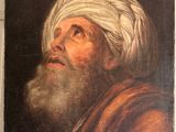 un vieux tableau représentant un homme coiffé d'un turban blanc