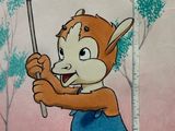 une image représentant un personnage de dessin animé tenant un bâton