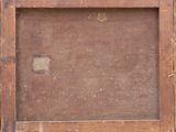 a picture of an old wooden frame with a cat on it