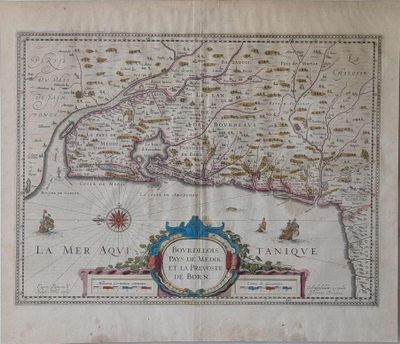 une vieille carte de la France avec une bordure bleue et une carte du pays