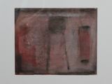 une image représentant un tableau d'un bâtiment avec une porte rouge
