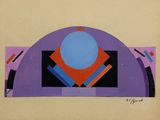 an image of a painting of a blue ball on top of a purple circle