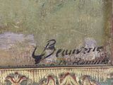 an image of a painting of a man riding a horse in a field