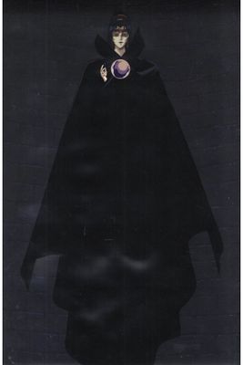 a black and white photo of a man in a cloak