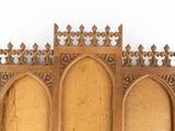 a wooden frame with a picture on it on a white background