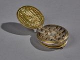 an image of a gold locke with a coin inside of it