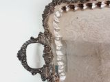a silver tray that has a handle on it