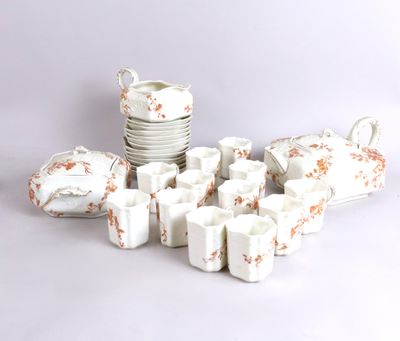 a lot of white dishes and cups on the table
