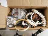a box of assorted items sitting on a table