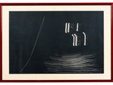 an image of a black and white drawing of a boat in the water