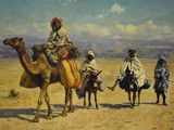 an image of a painting of a man riding a camel in the desert