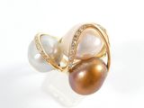 pearl and diamond ring on white background with white background