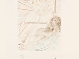 an image of a drawing of a woman laying on a bed